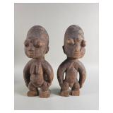 Pair of carved wood tribal figures