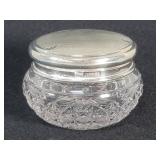 Vintage cut crystal jar with silver hallmarked lid