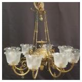 Vintage gasolier-style chandelier with multi