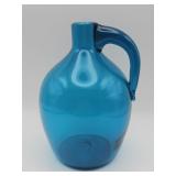 Vintage hand-blown turquoise glass jug vase