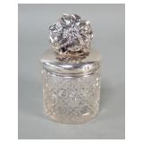 Antique English cut-glass powder jar with