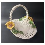 Vintage Capodimonte woven ceramic bowl