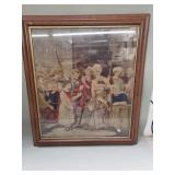 Vintage oversized needlework art framed under