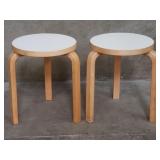 Pair of Alvar Aalto for ICF birch wood stools