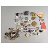 Vintage pin buttons, U.S. military pins, etc
