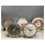 Five vintage  "Baby Ben" alarm clocks