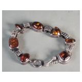 Vintage silver and amber bracelet