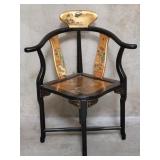 Chinese black lacquered and gold leaf corner