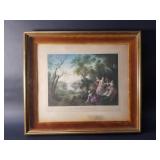 Antique Nicolas Lancret hand-colored etching