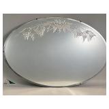 Vintage unframed oval etched mirror