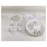 Vintage pressed glass snack sets and misc candy