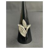 Sterling silver ring with marquise-cut CZ and