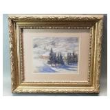 Expressionist-style pastel on paper landscape
