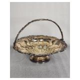 Vintage silver plated fruit basket swing handle