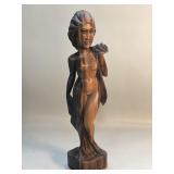 Vintage carved wood nude figurine