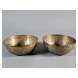 Pair of vintage Islamic brass bowls with