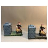 Pair of vintage cast iron mechanical coin banks