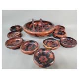 Vintage Haitian hand carved mahogany salad bowl