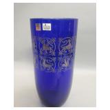 Vintage Egizia cobalt blue glass vase with s