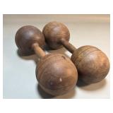 Antique wood dumbbells