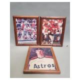 Group of signed framed sports memorabilia