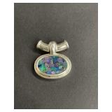 Vintage sterling silver mosaic opal pendant