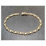 14k gold Italian "X" & diamond link bracelet;