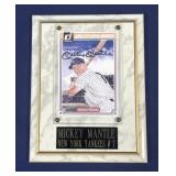 Mickey Mantle signed card mounted on plaque
