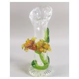 Vintage hand-blown art glass bud vase featuring a