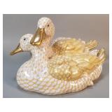 Herend "Pair of Ducks" porcelain figurine 24k
