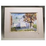 M E Lefever watercolor of barn