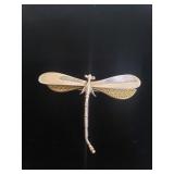 Vintage sterling silver and brass dragonfly brooch