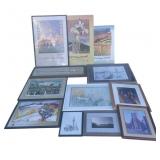 Large lot of framed prints