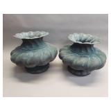 Pair of vintage brass bronze patina planter