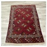 Vintage tribal red rug Turkmen style