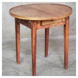 Antique mahogany single drawer round side table