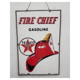 1962 enameled metal Texaco Fire Chief sign