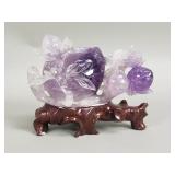 Carved amethyst quartz fruits & leaves sculpture