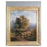 Antique signed Paul Weber oil on canvas "A Stop at