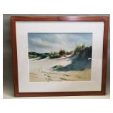 Impressionist style coastal landscape watercolor