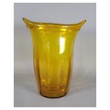 Vintage signed Blenko hand blown amber glass vase