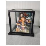 Vintage Japanese warrior dolls in shadow box