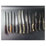 Group of stag horn handle carving knives