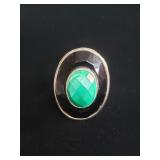 Sterling silver, malachite, and onyx ring