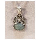Sterling and labradorite pendant on sterling chain