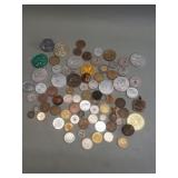 Group of foreign coins and tokens