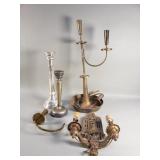 Group of vintage candle holders, and electric