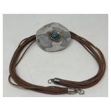 Vintage sterling silver, leather and turquoise