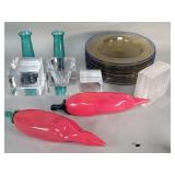 Group of glass & crystal plates, vases,