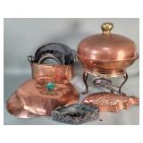 Group of vintage copper bowls, molds, etc